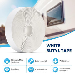 Butyl Tape White 1 Pack, 1/8″ X 3/4″ X 30 Ft, Butyl Sealant Tape RV Putty Rubber