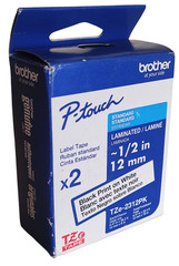 Brother P-Touch TZe-2312PK 0.47″ x 26.2′ Black Print on White Label Tape 2 Tapes