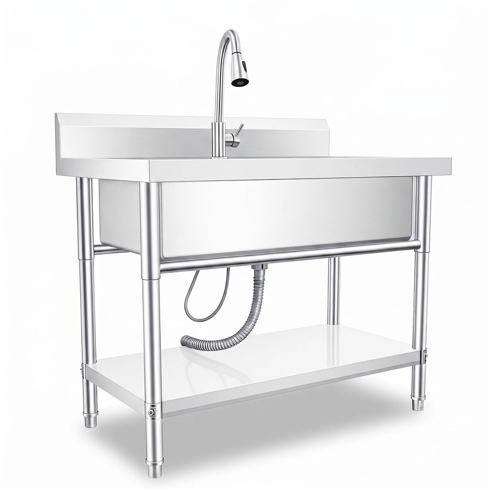 40″ Silver Free Standing Commercial Stainless Steel Kitchen Utility Sink