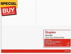 163444 Notepads 4-Inch X 6-Inch Unruled White 100 Sh./Pad 12 Pads/Pk