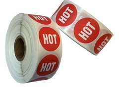 1.125 ” Round Inventory Red HOT Food Temperature Labels Stickers 1000 Per Roll