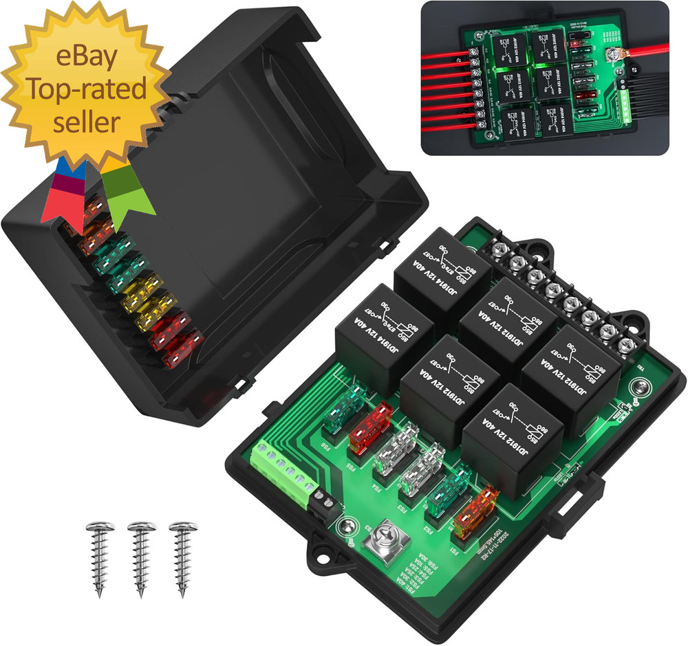 Relay Box Fuse Relay Box 12V Automotive Universal Fuse Panel with 6 Way Relays a