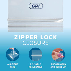 GPI – 13″ X 15″, 2 Gallon Large Zip Bags, Pack of 100, Clear Plastic Reclosable