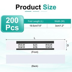 200Pcs Money Band 25 Dollar Money Bill Wrapper Self-Adhesive Bill Band Black