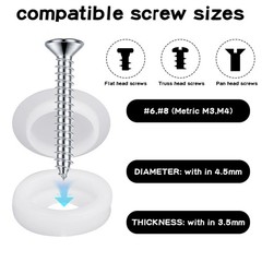 salbsever 200Pcs Plastic Hinged Screw Cover Caps, 14mm/0.55 inches, White
