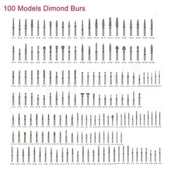 100 Types Dental FG Diamond Burs For High Speed Handpiece Friction Grip 50pcs