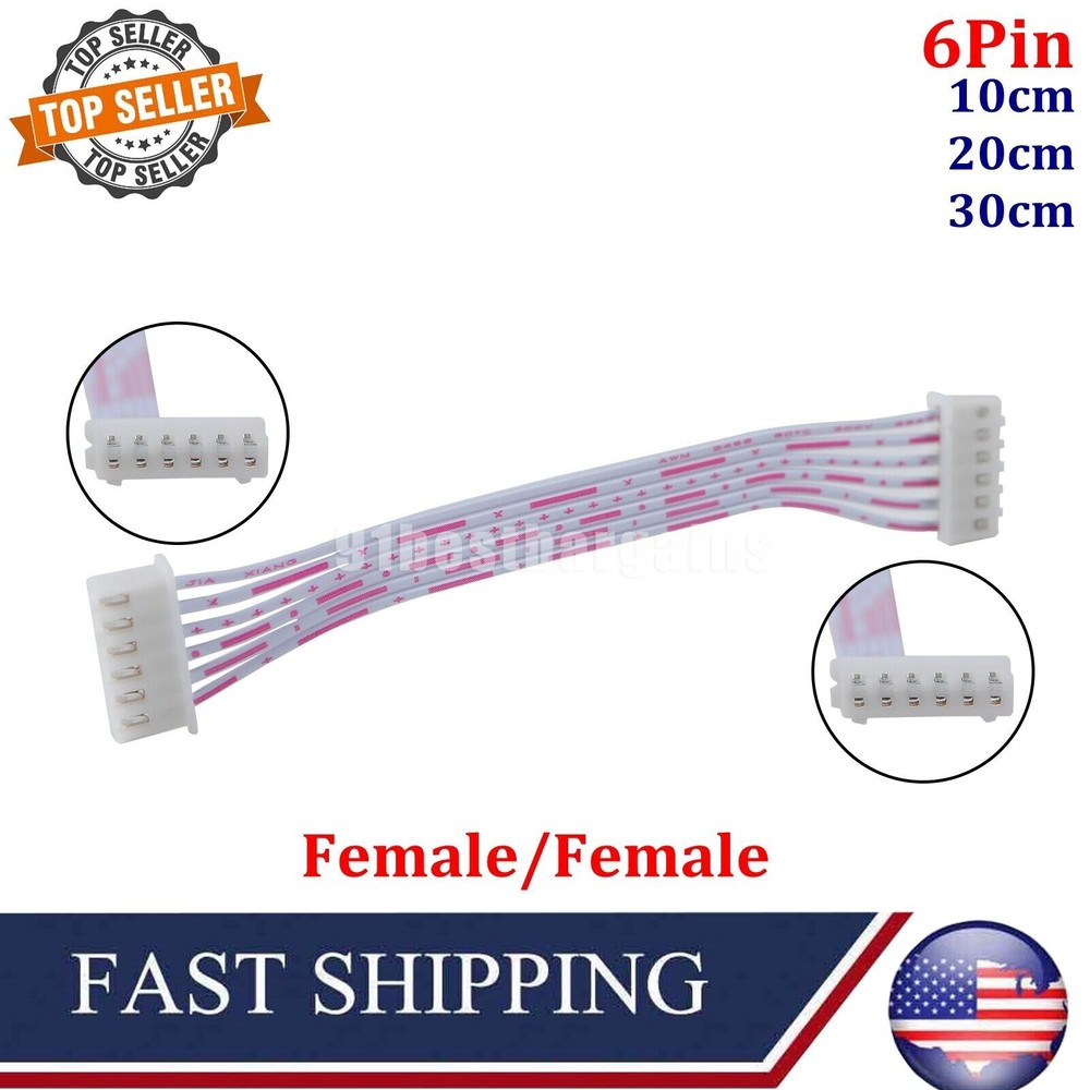 JST-XH 2.54mm Pitch Connector Cable Female to Female PCB Wire 6 Pin 10/20/30cm