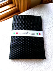 HANDMADE ITALY LEATHER LINED PAGES JOURNAL BLACK WOVEN OLD FACTORY TUSCANY NWT