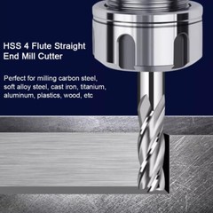 4-Flute End Mill Set, Metric CNC Milling Cutter Drill Bits Router 10Pcs