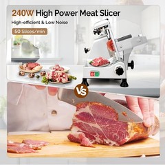 10″ Carbon Steel Blade Electric Deli Meat Cheese Food Slicer Commercial Home Use
