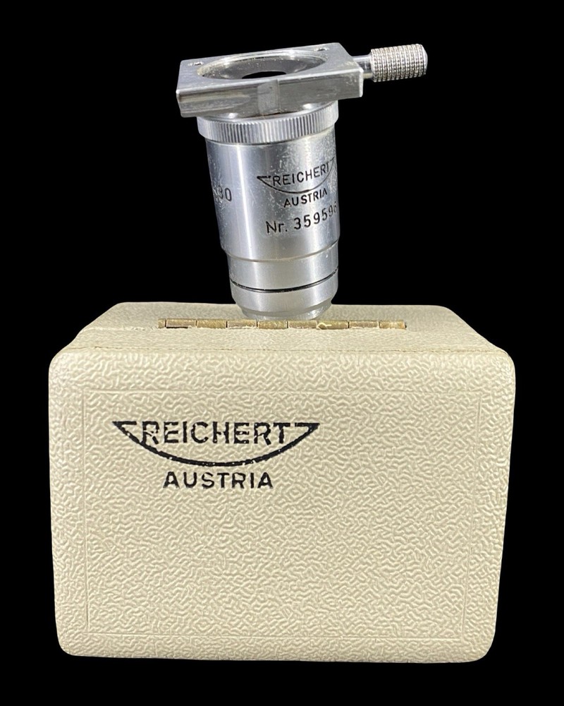 Vintage Reichert Austria Nr. 359596 Fluor Oel 190/0 np Microscope Objective