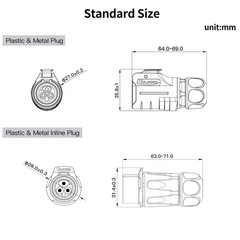 LP 20 Reverse Mount 3 Pin IP68 Waterproof Connector Solder Assembly Circular