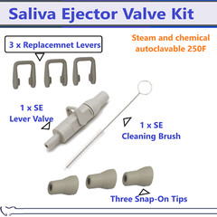 Dental Saliva Ejector Lever Valve Kit – Valve, Replacement, SnapOn Tip, SE Brush