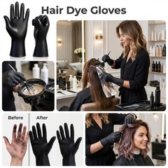 2Pcs Hair Dye Gloves, Black Reusable Rubber Gloves, Professional Hair Colorin…