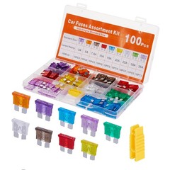 100 Pcs Standard Fuses Kit, Car Assortment Kit – Size (3A 5A…35A)Automotive