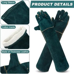 Animal Handling Gloves Leather Padding Dog Cat Scratch Protection Grabbing Glove