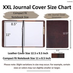 , Heavy Duty Full Grain Leather Journal Cover (8.5 x 11 in.), Refillable Cahi…