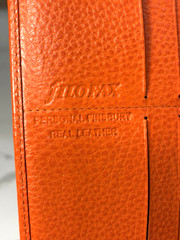 Rare HTF Filofax Orange Leather Finsbury Personal Organizer Planner 7.5″Ht 5.25W