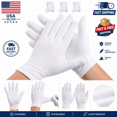 3 Pairs White Cotton Gloves Moisturizing Overnight Dry Hands Eczema Jewelry XL