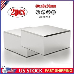 2pcs Big Block Neodymium Magnets Super Strong Large Magnet 40x40x20mm Rare Earth