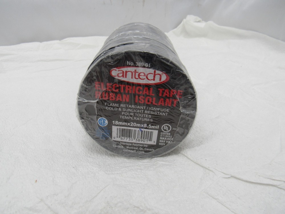 Pack of 6 Cantech Electrical Tape Ruban Isolant Flame Retardant 19mmx20mmx8.5mil