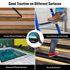 2inx33ft Black Anti Slip Tape, Best 80grit Friction, Grip, Abrasive for Stairs