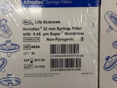 (2 QTY) PALL Acrodisc 32/25mm PF Syring Filter 0.45/0.1um Super Membrane 50/pk