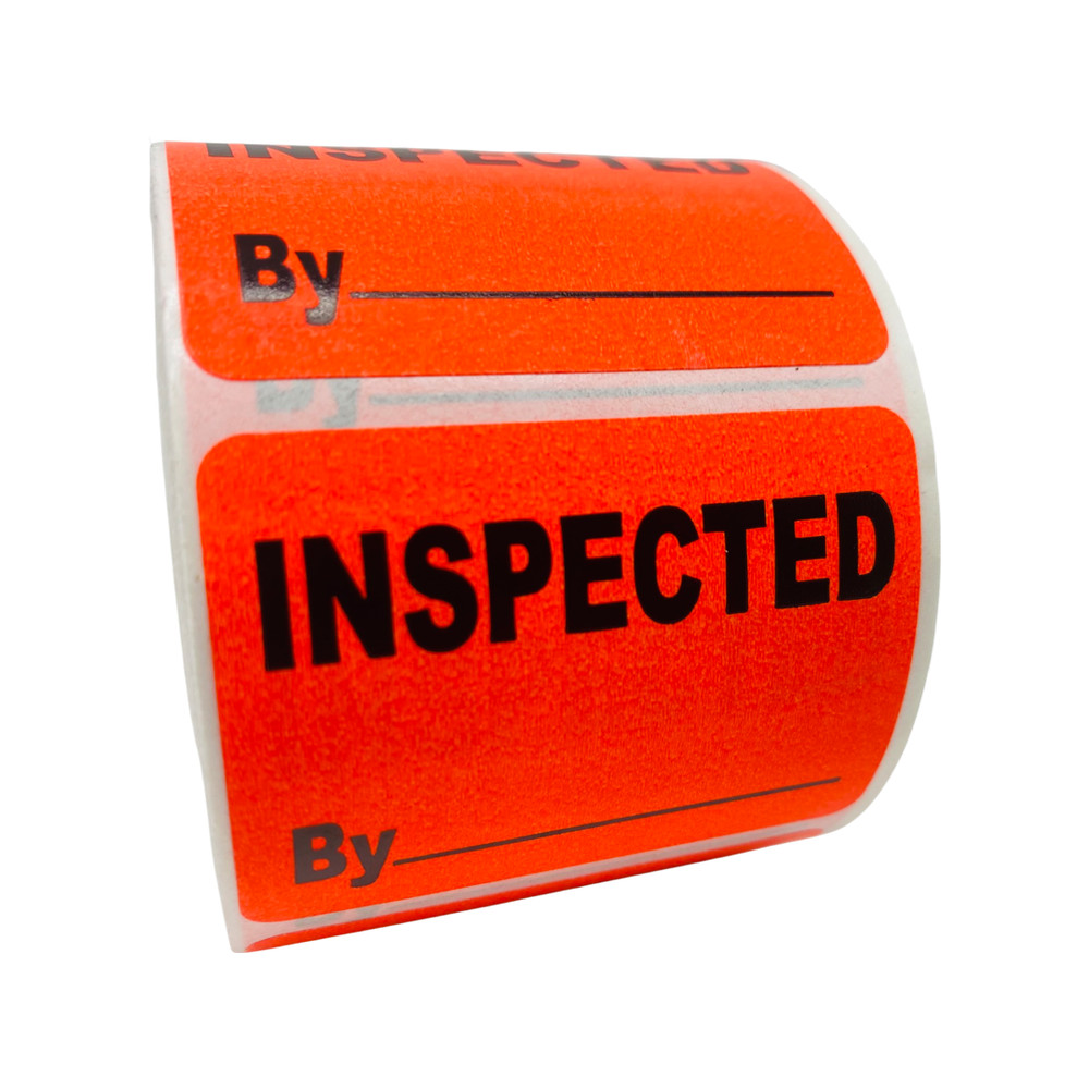 1000 Inspected By QC Red Inventory Control Warehouse Stickers 1.5″ x 2″ 10 Rolls