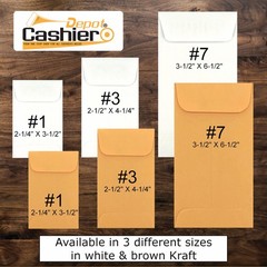 500 Cashier Depot – #7 Coin Envelopes, 3.5 x 6.5 Inches Brown Kraft Paper Gummed