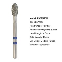 Diamond Burs Zirconia Cutting Round End Taper Cylinder Football Ball Fine Medium