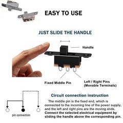 100PCS 3mm High Knob Vertical Micro Mini Slide Switch SPDT 3 Pin 2 Position