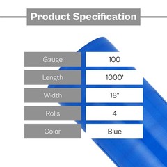 4 Rolls 18″x1000′ Cast Packing Stretch Film Shrink Hand Wrap (100 Ga) Dark Blue