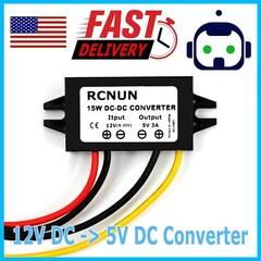 Waterproof DC-DC Converter 12V Step Down to 5V Power Supply Module 3A 15W Black