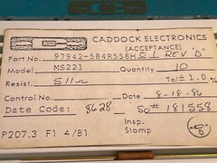 CADDOCK RESISTOR 511 Ohm 1% Gold Plated (10 Pcs In Box)vintage