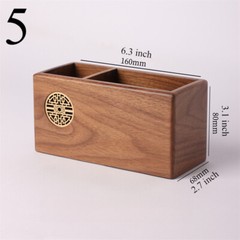 1pcs Wood Pen Holder Box Chinese Style Office Wooden Desktop Organizer Box