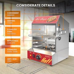 30L/40L 500W Commercial Hot Dog Steamer 2-Tier Electric Bun Warmer W/Slide Doors