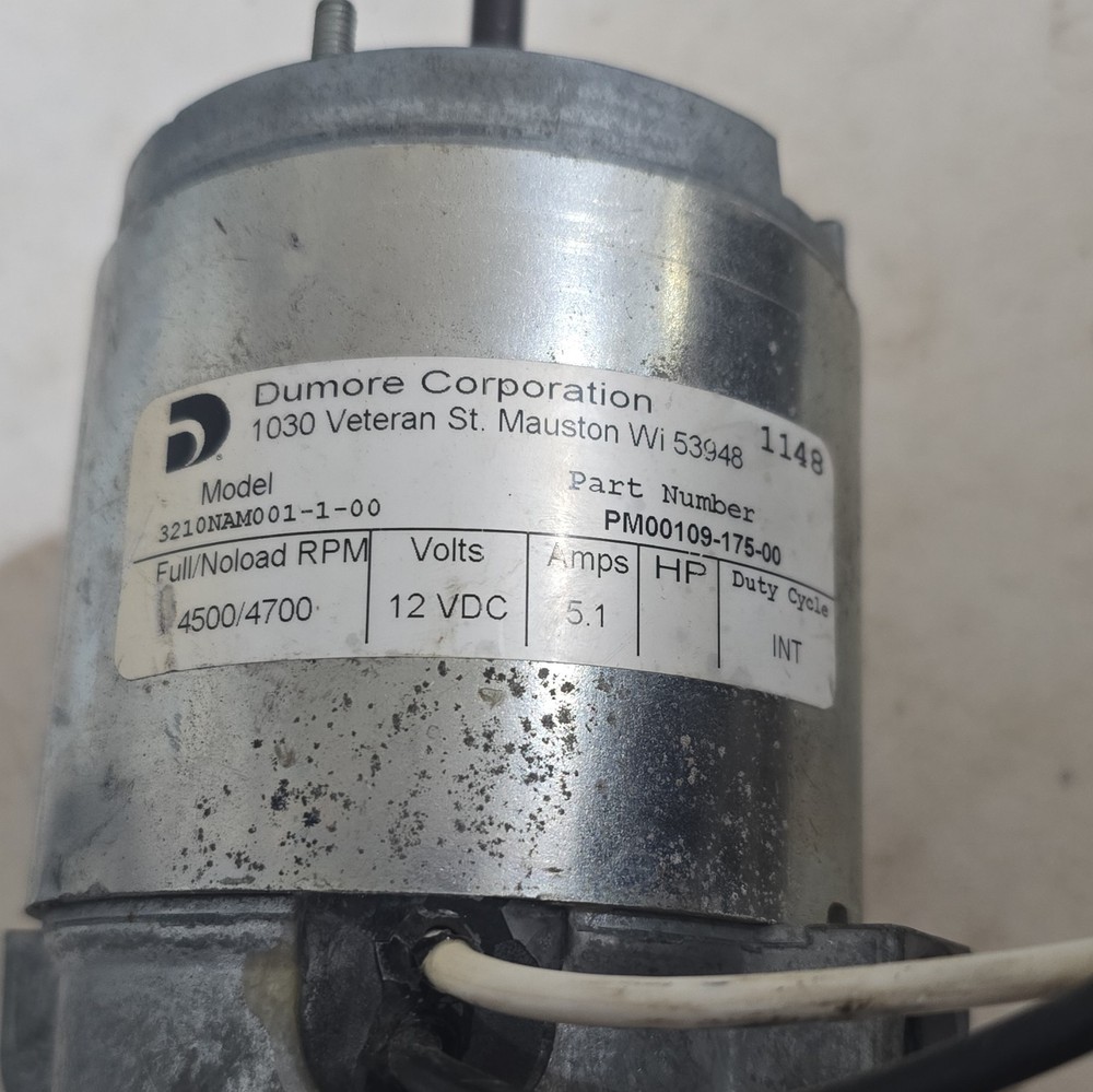 Dumore Corporation 12VDC DC Motor 4500/4700 RPM 5.1A Model 3210NAM001-1-00