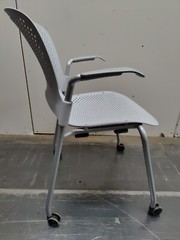 Herman Miller Caper Side Chair W/ Wheels Light Grey Silver seat great condition.