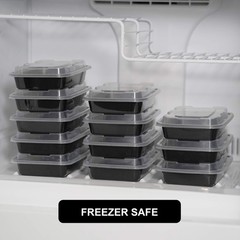 Freshware Meal Prep Containers 1 Compartment Food Storage 16OZ-150PK, Black
