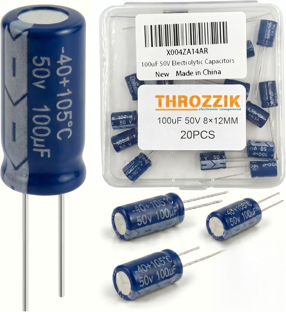 100uF 50V 8x12mm 20pcs Electrolytic Capacitor MFD 50 Volt 0.32×0.47in Aluminum