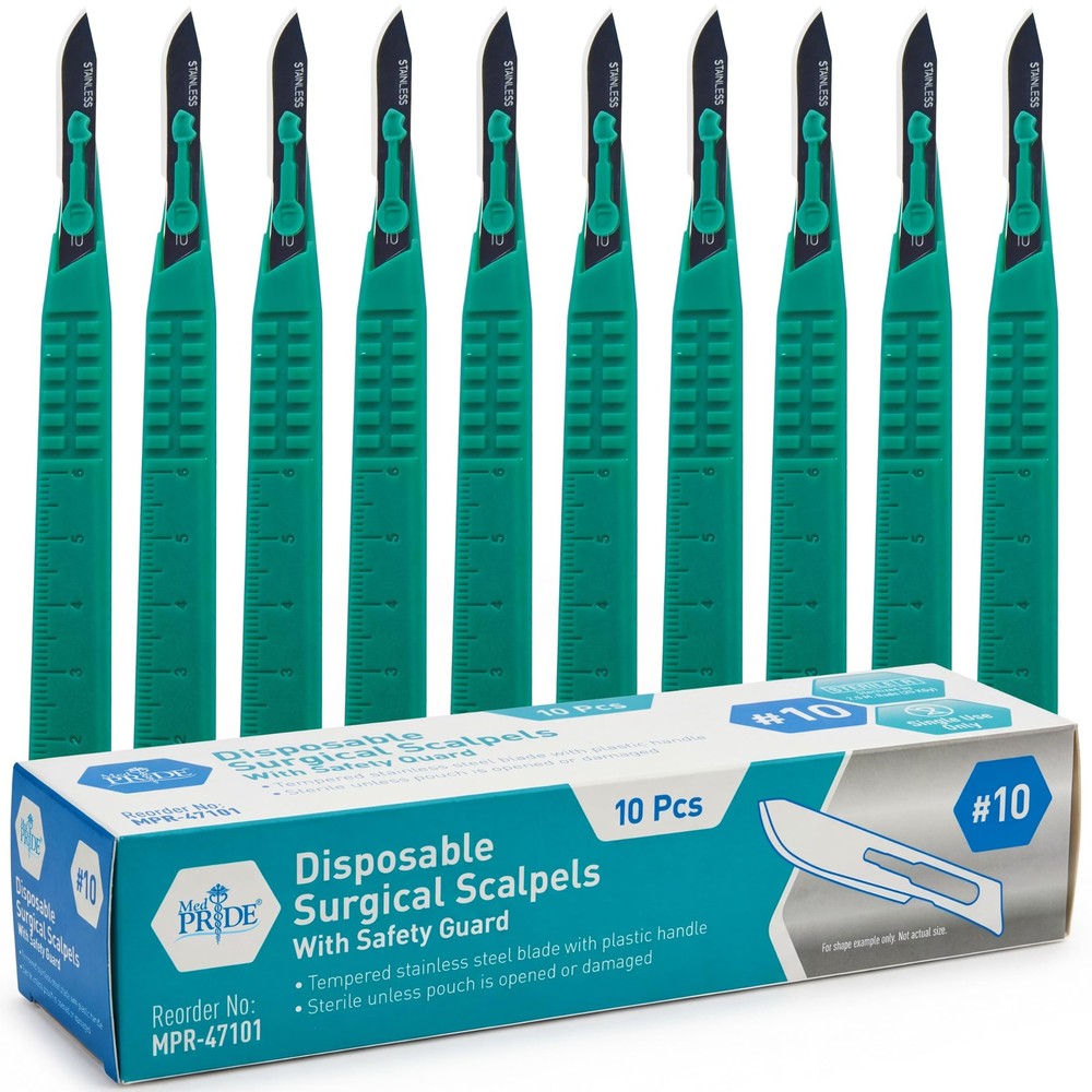 MED PRIDE Sterile Disposable Surgical 10 Count(Pack of 1), Stainless-steel