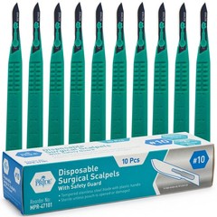 MED PRIDE Sterile Disposable Surgical 10 Count(Pack of 1), Stainless-steel