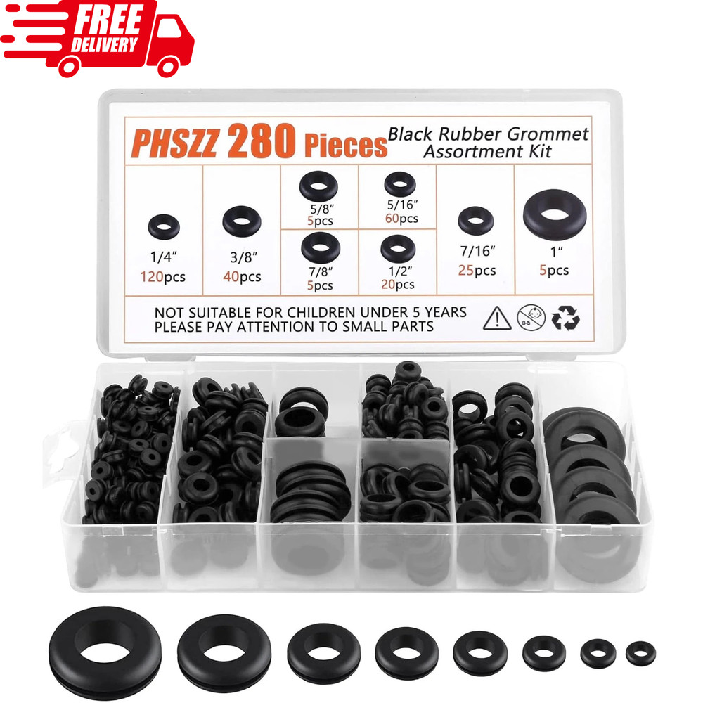 280 Rubber Grommets Kit Hole Gaskets Assortment Wiring Car Auto Firewall 8 Sizes