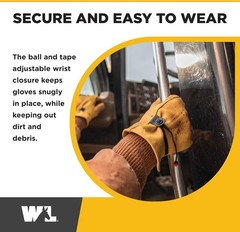 Cowhide Leather Work Gloves with Adjustable Wrist – Durable, Puncture-Resista…