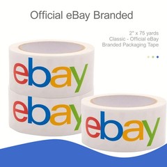 12 ROLLS Official eBay Branded Logo BOPP Shipping Tape White w Color 2″ x 75 yds