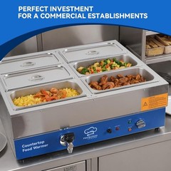 Listed 6 Pan Stainless Steel Food Warmer – 1700W Bain Marie for Catering