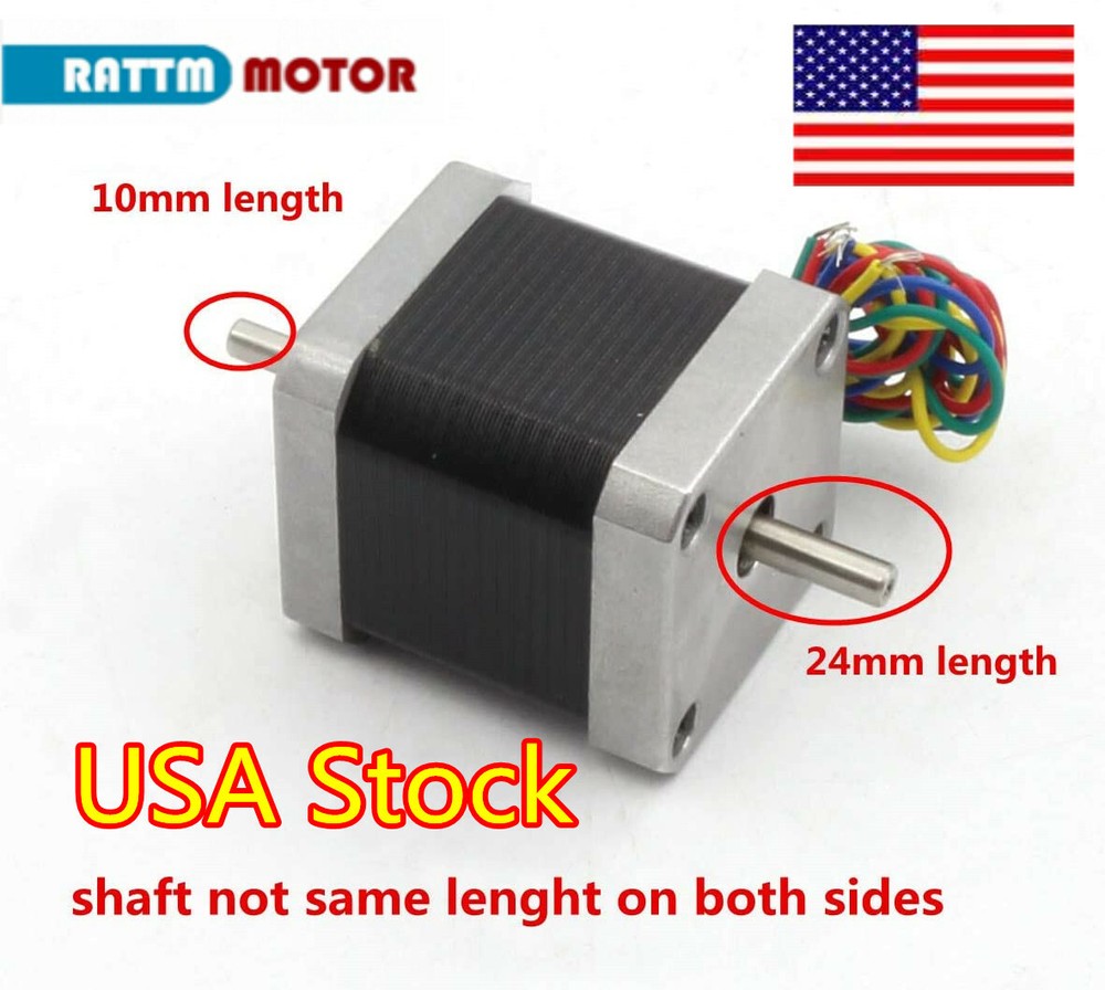 『USA』Nema17 48mm Stepper Motor 78oz-in 1.8A Dual Shaft for 3D Printer/CNC Router
