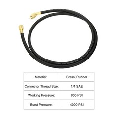 800PSI 4000PSI 4.9ft 1/4 SAE Refrigerant Charging Hose Black for Refrigeration