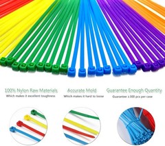 6 Inches 300 Pcs Multi-Purpose Cable Ties, Assorted Colored Heavy Duty Zip Ties