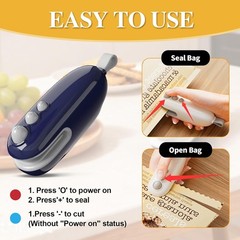 Mini Bag Sealer with Cutter and Magnet,Vacuum Sealer Bags for Food,Bag Resealer,